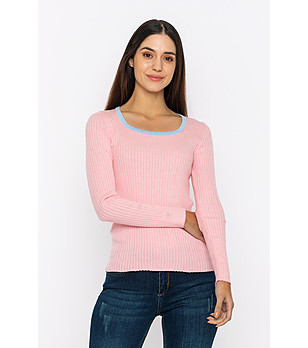 Дамски памучен пуловер в светлорозово Neoli снимка