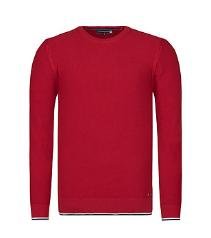Червен памучен мъжки пуловер Glors снимка