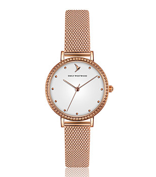 Розовозлатист дамски часовник с бял циферблат Karmelia снимка