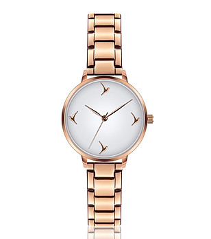 Розовозлатист дамски часовник с бял циферблат Emelia снимка