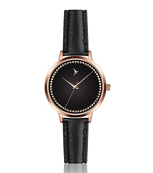 Дамски часовник в черно и розовозлатисто Tekona снимка