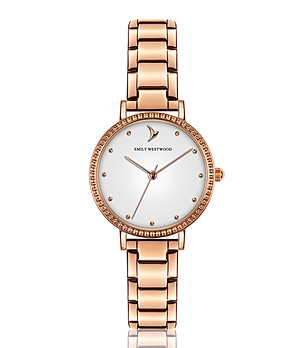 Розовозлатист часовник с бял циферблат Elodie снимка