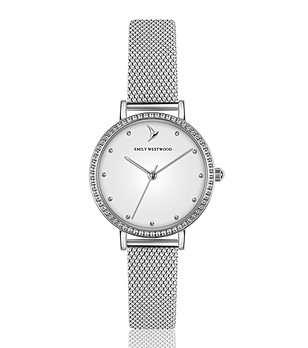 Сребрист дамски часовник с бял циферблат Elodie снимка