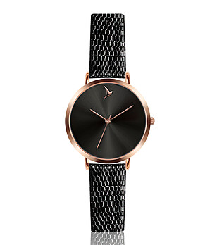 Черен дамски часовник с розовозлатист корпус Mirna снимка