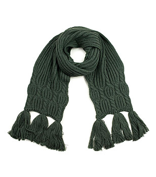 Зелен дамски плетен шал снимка