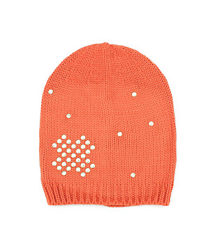 Зимна дамска шапка в оранжев нюанс  снимка