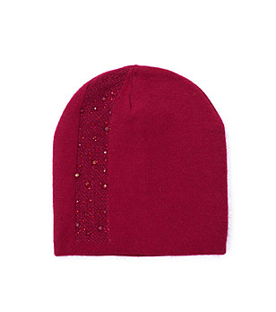 Дамска шапка в цвят бордо  снимка