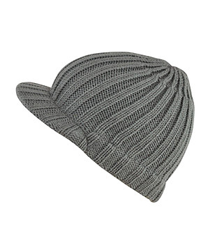 Сива плетена унисекс шапка с козирка снимка