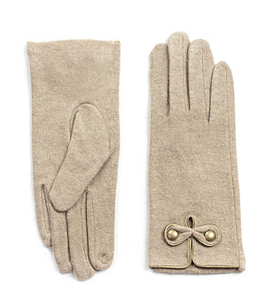 Дамски ръкавици в бежово с вълна снимка