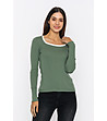 Дамски памучен пуловер в зелено Neoli-0 снимка