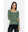 Дамски памучен пуловер в зелено Neoli-2 снимка
