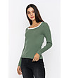Дамски памучен пуловер в зелено Neoli-3 снимка