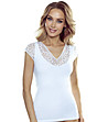 Бяла дамска памучна блуза Anna в макси размер-0 снимка