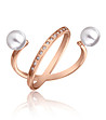 Розовозлатист пръстен с кристали и перли Sandrine-0 снимка