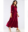 Ефектна дълга рокля Mia в цвят бордо-3 снимка