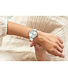 Сребрист дамски часовник с бяла кожена каишка Cammie-1 снимка