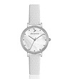 Сребрист дамски часовник с бяла кожена каишка Namia-0 снимка