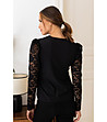 Черна дамска блуза с дантелени ръкави Imena-1 снимка