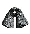Дамски шал в черно и бяло с флорални мотиви Francisca-0 снимка