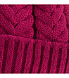 Дамска шапка в цвят малина с контрастен помпон -3 снимка