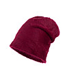 Дамска шапка с пухкава материя в цвят бордо -1 снимка