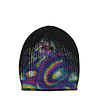 Черна дамска шапка с многоцветен принт-0 снимка