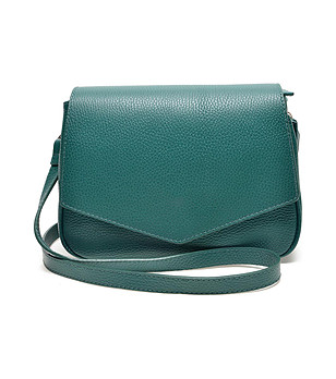 Зелена дамска кожена чанта с фин релеф Chloe снимка