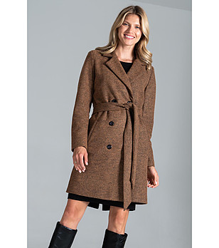 Дамско палто в кафяв меланж Danna снимка