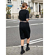 Черна рокля с бежови кантове-1 снимка