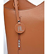 Дамска елегантна кожена чанта-раница в цвят камел Nadine-2 снимка