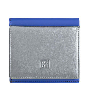 Дамски кожен портфейл в синьо и сребристо Flavio с RFID защита снимка