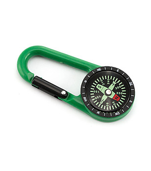 Зелен карабинер с компас снимка