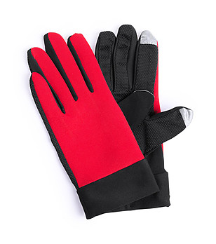 Спортни ръкавици за тъч екрани в червено и черно снимка
