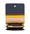 Малък кожен портфейл в бургунд, жълто и тъмносиньо Flores-4 снимка
