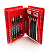 Комплект моливи и пастели в червена кутия-0 снимка
