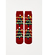 Коледни дамски чорапки в червено Елхички-0 снимка