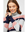 Дамски пуловер в сиво, розово и тъмносиньо-2 снимка