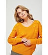 Дамски пуловер в цвят горчица-3 снимка