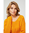 Дамски пуловер в цвят горчица-4 снимка
