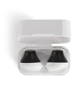 Bluetooth слушалки в бяло с калъф за зареждане снимка