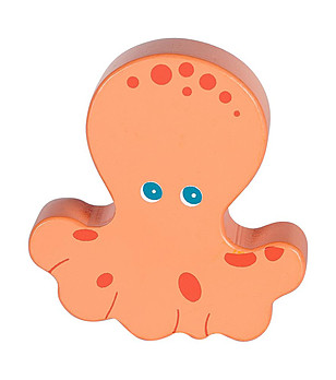 Дървена бебешка дрънкалка Октопод снимка