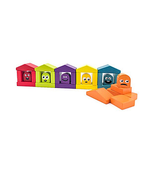 Комплект дървени блокчета Цветни къщички снимка