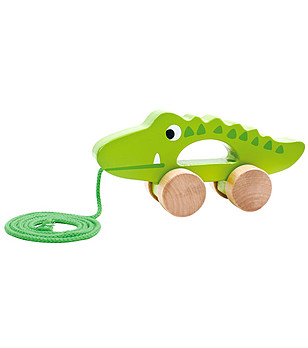 Дървенa играчка за дърпане Крокодилче снимка