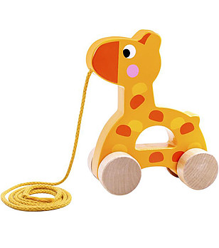 Дървена играчка за дърпане Жирафче снимка