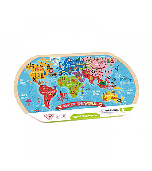 Карта на света - дървен пъзел за деца  снимка