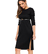 Черна рокля от плетиво с колан Scarlet-3 снимка