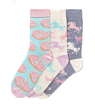 Комплект от 3 чифта памучни дамски чорапи Axara снимка