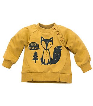 Памучна детска блуза в цвят горчица Secret forest снимка