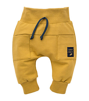 Детски памучен панталон в цвят горчица Secret forest снимка