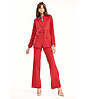 Червен дамски панталон с колан Lina-4 снимка
